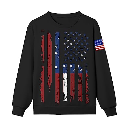 SAYM Boy's Patriotic American Flag USA Crew Neck US Hoodies Sweatshirts