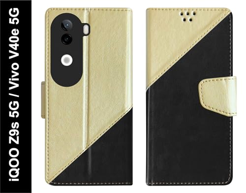 Image of SBMS Flip Cover for iQOO Z9s 5G / Vivo V40e 5G Back Cover Case with Magnatic Closure | Inbuilt Stand | Card & Money Pocket (MultiBlack)
