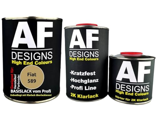 Juego de pintura para coche de 2,5 L, adecuado para Fiat 589 Oro metálico, barniz transparente, endurecedor, pintura base de reparación, listo para usar en aerosol