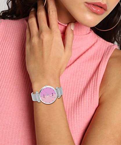 Image of jainx Silver Mesh Chain Analog Women Wrist Watch (Blue /Black /Silver /Pink /Green Color Dial)