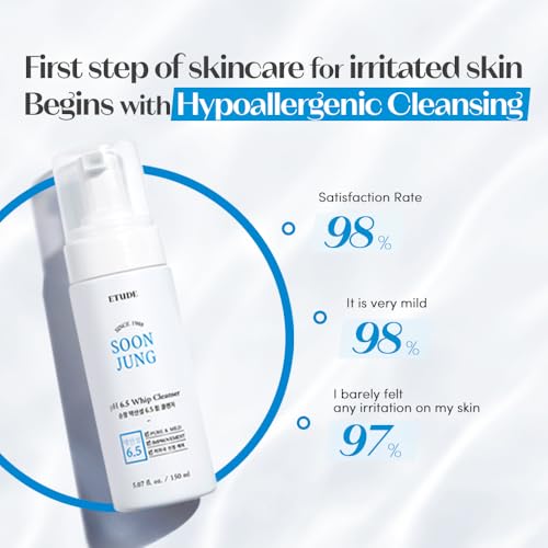 ETUDE SoonJung pH 6.5 Whip Cleanser | Mild Micro Foaming Face Wash for Sensitive Skin, Panthenol, Madecassoside for Soothing, Barrier Repair, Low pH, Vegan Certified, Non-comedogenic, 5.07 Fl Oz - Image 6