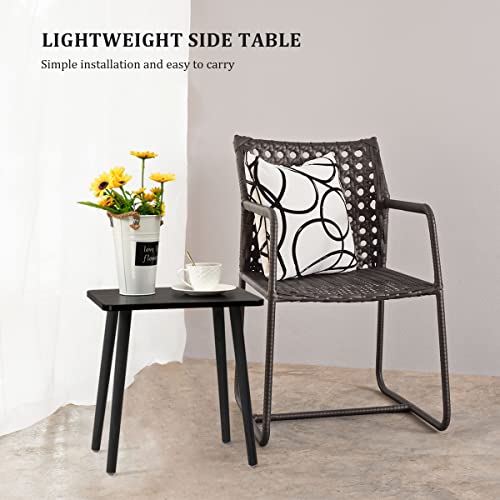Image of FORAOFUR Black End Tables Set of 2, Modern Boho End Table for Living Room Bedroom, Small Side Table for Small Spaces with Stable Structure, Easy Assembly | 2 Pack Minimalist black finish, wood legs, fits sofa /bedroom /living, compact, lightweight, easy move, 5-min assembly