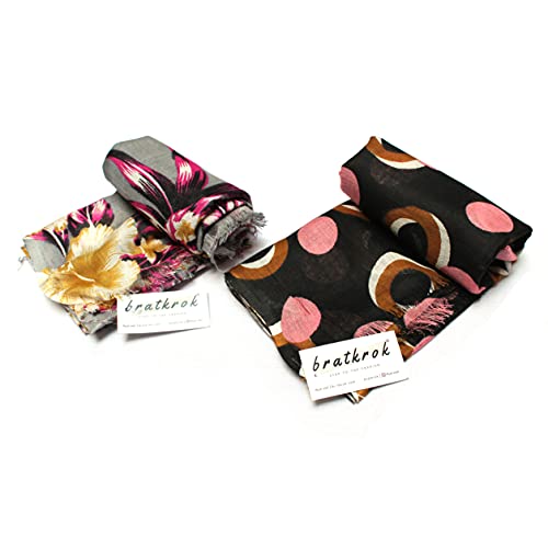 Image of Women's Trendy floral Printed Rayon Stoles Multicolour (Pack of 2)