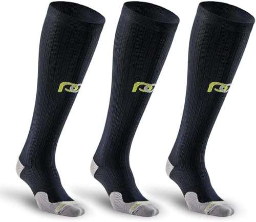 PRO Compression Marathon Knee High Compression Socks Graduated Made in USA Men and Women Small/Medium Black - 3 Pack