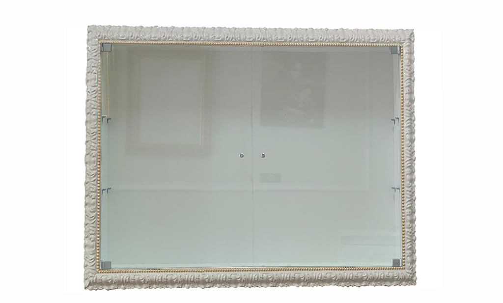 Vetrina classica sospesa parete attrezzata con ante in vetro in stile Barocco cornice classica portabottiglie su misura VTMadridAO 50 x 70 cm