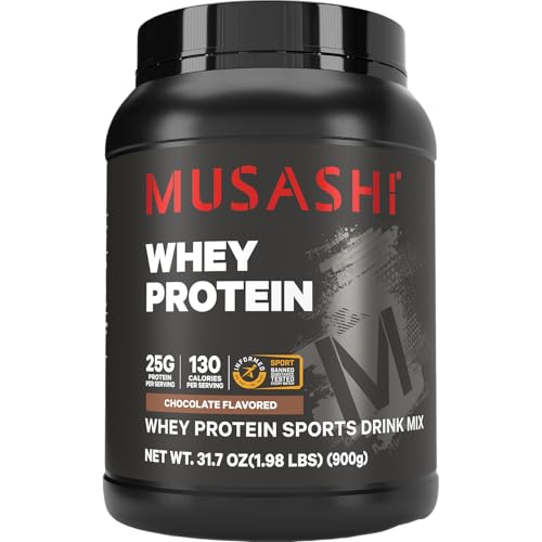 Image of Musashi Whey Protein Powder, Chocolate, 900g (1.98 lb), WPC & WPI Blend, 25g Protein, 130 Calories per Serving