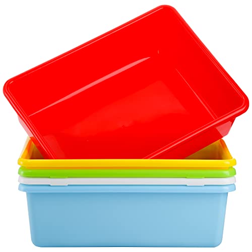 Wuweot 5 Pack Large Storage Bins, 15" X 11.5" Plastic Stackable Classroom Organizer, Multipurpose Toy Basket For Classroom, Nursery, Playrooms And Home Organization #TOP6