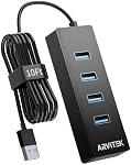 10Ft 4-Port USB 3.0 Hub pour le bureau, USB Hub de l'extension 5Gbps, USB Adaptateur multiports, USB Splitter avec câble long pour le bureau, PC, Clé USB, mobile HDD (10Ft/3m)