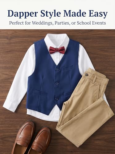 Image of Boys Formal Suit Vest Kids 3 Button Adjustable Back Strap Toddler Vests