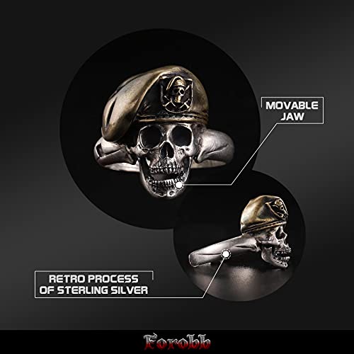 Image of Skull Ring 925 Sterling Silver Handcrafted Gothic Rock Punk Diablo Vintage Cocktail Party Biker Retro [Bailey 60013] - Ring Size 10.5