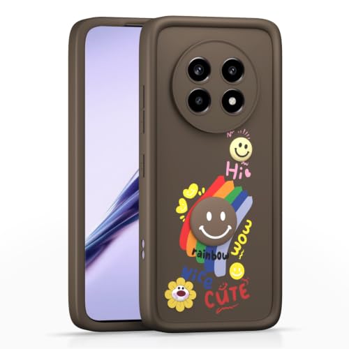 Image of Pikkme Back Cover for Realme 13 Pro / 13 Pro Plus 5G | Soft Silicone| Cute Rainbow Smile & 3D Cartoon Flower Design | Shockproof Raised Camera Protection Bumper Case (Brown)