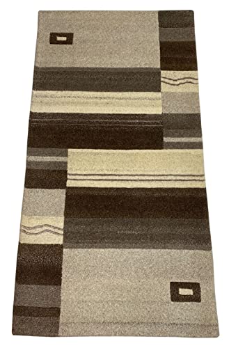 Indo Nepal Teppich Handgeknüpft Grau Beige Compatible with Braun 70X140 cm Wolle Orientteppich