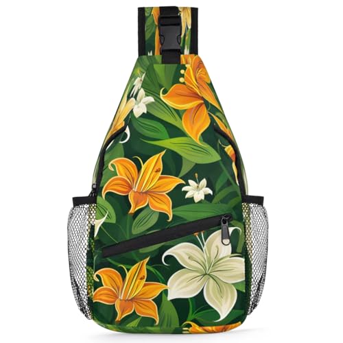 Sling bag unisex con diseño floral para senderismo