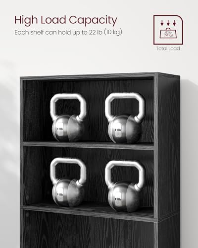 VASAGLE CUSTOS Collection - Bookshelf, 5-Tier Bookcase, Book Shelf, Open Storage Shelf, 9.4 x 23.6 x 52.5 Inches, for Living Room, Home Office, Dining Room, Ebony Black ULBC165T56