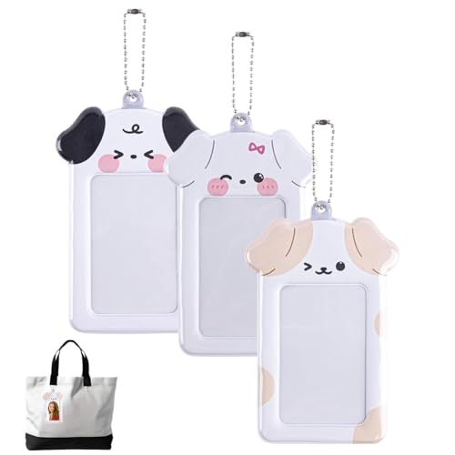 DIFLAX 3 Stück Niedlicher Plüsch Kpop Photocard Holder, Welpe Form Kpop Fotokartenhalter, Kpop Fotokarten Organizer mit Schlüsselanhänger, Kpop-Fotokartenhalter für Sternenjäger-Enthusiasten