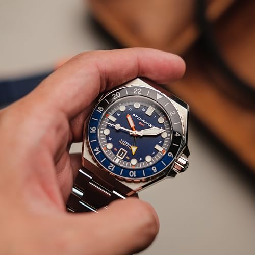 Image of Spinnaker Dumas Men's Automatic GMT Dive Watch - Seiko NH34 Movement, 44mm Stainless Steel Case, Water Resistant 300m, Stainless Steel Bracelet, SP-5119