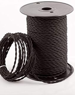 10m 3 Core Round Vintage Italian Style Braided Electrical 6mm Cable with Earth Wire, Antique Rope Woven Silk Lighting Flexible Fabric 0.75mm Cord, DIY Pendant Light, VDE Certification
