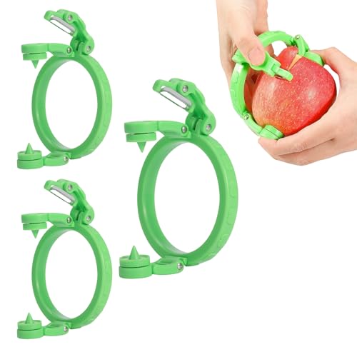 Manuell Apfelschäler, 3 Stück Grüner Apfelschäler mit Ausklappbarer Klinge, Innovativ Obstschäler für Äpfel und Birnen, 31,3x21,9x2,5cm Küchenhelfer, 124g.