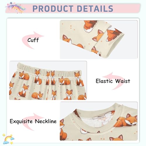 Toddler Boys Girls Cute Foxes Beige Long Sleeve Tee and Pant 2-piece Set Clothes Fall 18M4