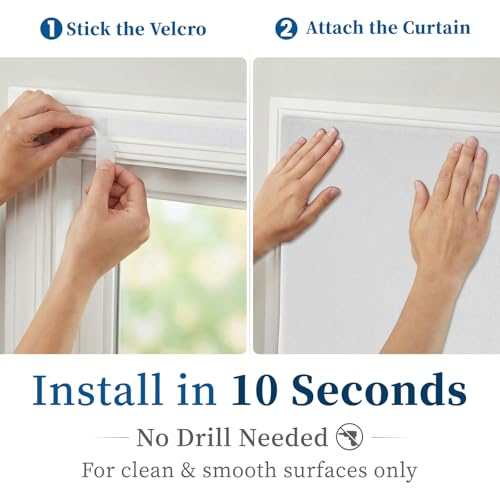 Image of 100% Self Adhesive Blackout Curtains- Stick on Curtains Shades Window Blinds Curtains No Rod Needed Easy to Hang Curtain, Use for Bedroom, Roman Shades, W52 x L72 inch, 1 Panel, Off-White