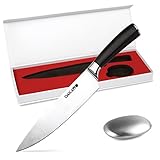 Professional Chef’s Kitchen Knife 8in – German Stainless Steel & Japanese Ergonomic for Chopping and Slicing – Balanced Wooden Handle & Sharp Blade - For Home and Restaurant - Dakatto