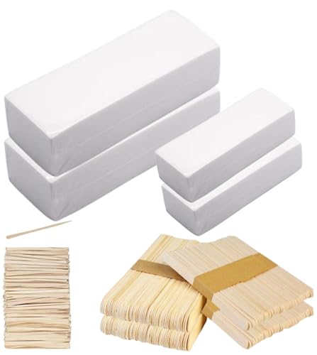 cobalt planet ワックスストリップ 脱毛 不織布 大サイズ 小サイズ スパチュラ 広範囲用 細部用 各200個セット ブラジリアンワックス用 脱毛紙 使い捨て (ワックスストリップ大 小 スパチュラ 広範囲用 細部用 各200個セット)