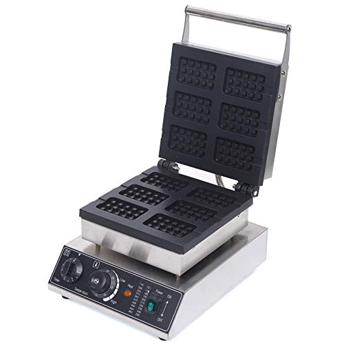 Commercial Waffle Maker 110V 1500W 6Pcs Rectangle Waffle Maker Machine Nonstick Temperature and Time Control Square Waffle Maker Waffle Iron for Bakeries Restaurants Kiosks Canteens