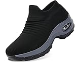 IYVW 1839 Damen Sportschuhe Laufschuhe Sneaker Atmungsaktiv Leichte Wanderschuhe Bequem Schnürer Gym Fitness Turnschuhe Sport Freizeitschuhe Schwarz 37 EU