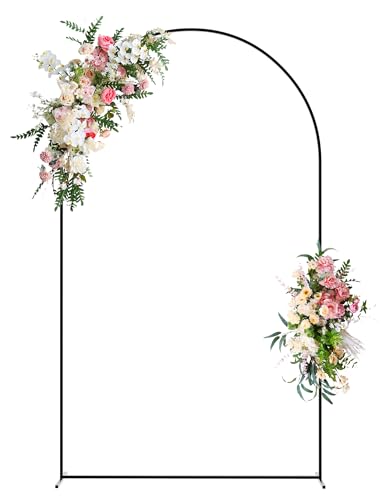 Image of Wokceer 8FT Arch Backdrop Stand Black Metal Wedding Arch Backdrop Stand
