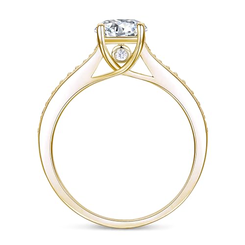 14K White Gold Moissanite Rings, 1ct Round Cut Engagement Ring, 4-Prong 14K Solitaire Moissanite Engagement Rings, 14K Engagement Ring for Women2