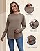 Bhome Maternity Shirts 3 Packs Long Sleeve Pregnancy Tops Loose Fit Casual Blouses with Thumb Holes,Black/Brown/White