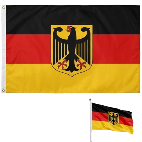 1 Deutschland Flagge mit Adler, Reichsflagge für patriotische Veranstaltungen, Deutschland Flagge 150x90 cm mit langlebiger Qualität, Flaggen für Außenbereich