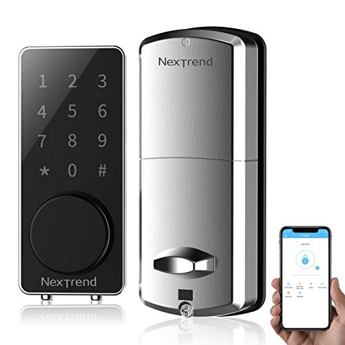 [Used - Good] Smart Lock, NexTrend Bluetooth Deadbolt Door Lock, Bluetooth Keyless, Touchscreen, Mechanical Keys Free APP Enabled Remotely Share Real-time Record for Home, Office, Silver