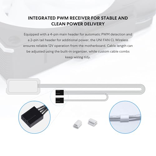 Image of Lian Li UNI Fan CL Wireless 120 - Triple Pack (Reverse Blade) - 2.4 GHz Wireless Signal RGB & PC Case Fans Control - Dual Light Zones - 28mm FDB - Controller Included and Required - White (12RCL1W3W)