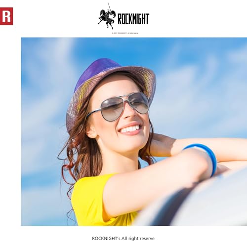 ROCKNIGHT Polarized Aviator Sunglasses for Men Women Metal Flat Top Sunglasses lightweight Driving UV400 Outdoor 58mm3