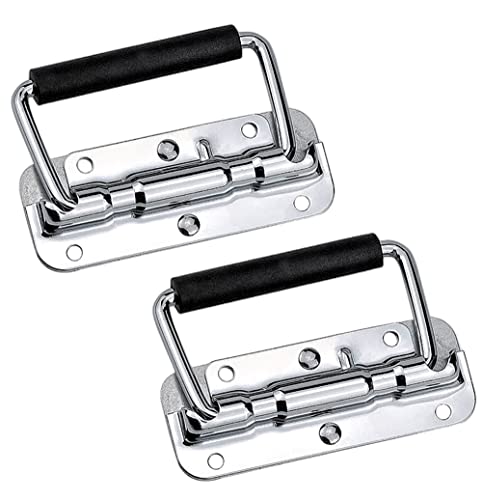 Image of 4Pcs Stainless Steel Folding Spring Handle for Toolbox Suitcases Equipment Cabinet Pull Drawer Knobs Hardware Accessories,Free Screws (4Pack, Size :140mm)