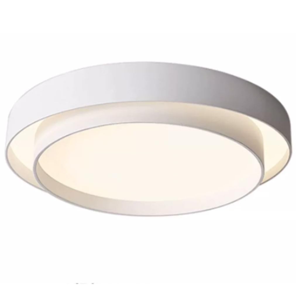 Plafonnier LED rond double couche en métal blanc de 40cm pour salon