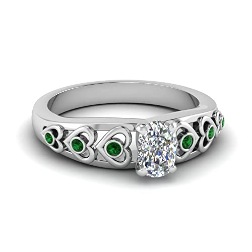 Image of 55Carat Choose Your Gemstone Heart Design Diamond CZ Accent Ring Sterling Silver Cushion Shape Side Stone Engagement Rings Matching Jewelry Wedding Jewelry Easy to Wear Gifts US Size 4 to 12