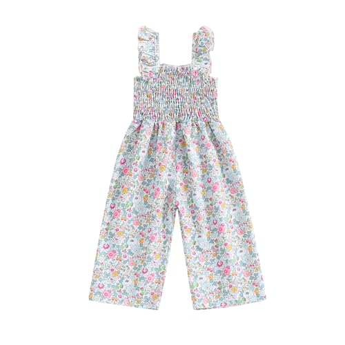 Toddler Girl Wide Leg Romper Baby Floral One Piece Newborn Pants Jumpsuit Flare Pants Overalls Summer Playsuit
