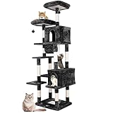 AthLike 80 Inches Multi-Level Large Cat Tree, Heavy Duty Cat Tower Condo Furniture Kitten Activity Play House, with Hammock, Anti-toppling Device & Scratching Posts Toys for Kittens & Big Cats (Grey)