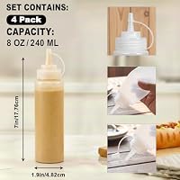 OAMCEG 4 Stück Squeeze Flaschen, 240ml 8oz Kunststoff Gewürz Squeeze Würzpressflaschen Squirt Flaschen mit Diskreten Messungen, für Ketchup, BBQ, Saucen, Sirup, Gewürze, Dressings, Farbe – Ansicht 2