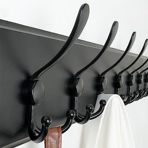 Image of SKOLOO Rustic Large Wall Mounted Coat Rack-38.6 inch Long Coat Rack for Wall, Pine Solid Wood Coat Rack Hook, Farmhouse Coat Hanger Wall Mount for Hanging Jacket Coat Hat, Pack of 2
