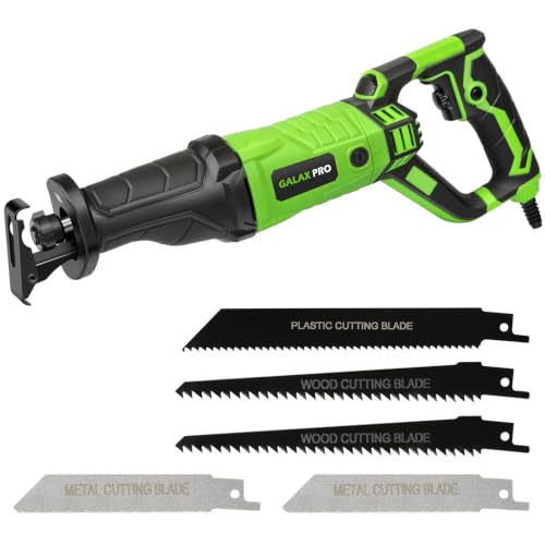 Image of GALAX PRO 900W Reciprocating Saw Variable Speed,Adjustable angle,LED | 0-3000SPM Electric saw with 22mm Stroke & 200mm max Wood Cut Depth, Tool-Free Blade Swap,5 Assorted Blades,for metal /wood /PVC