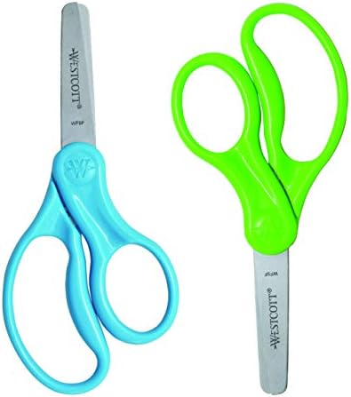Westcott Scissors For Kids, 5" Blunt Safety Scissors, Assorted, 2 Count (Pack of 1) (13168)