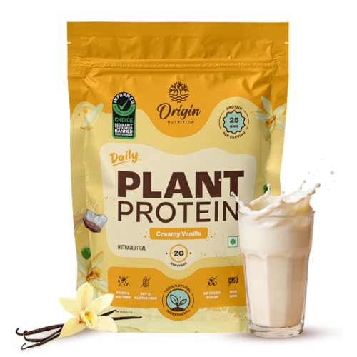 Image of Origin Nutrition 100% Natural Plant Based Protein Powder, 792 gm, Ranked Best Vegan Protein, European Pea Protein Isolate & Pumpkin Seed, Vanilla Flavour with 25g per Protein Per Serve