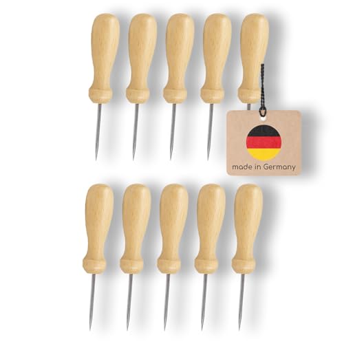 mikiprojekt 10er Set Prickelnadeln - Naturmaterial made in Germany - sicheres Prickeln für Kinder ab 4 Jahre - plastikfrei - Prickelnadel ergonomisch für Prickelbilder - 10x Pricknadeln -Sparpreis