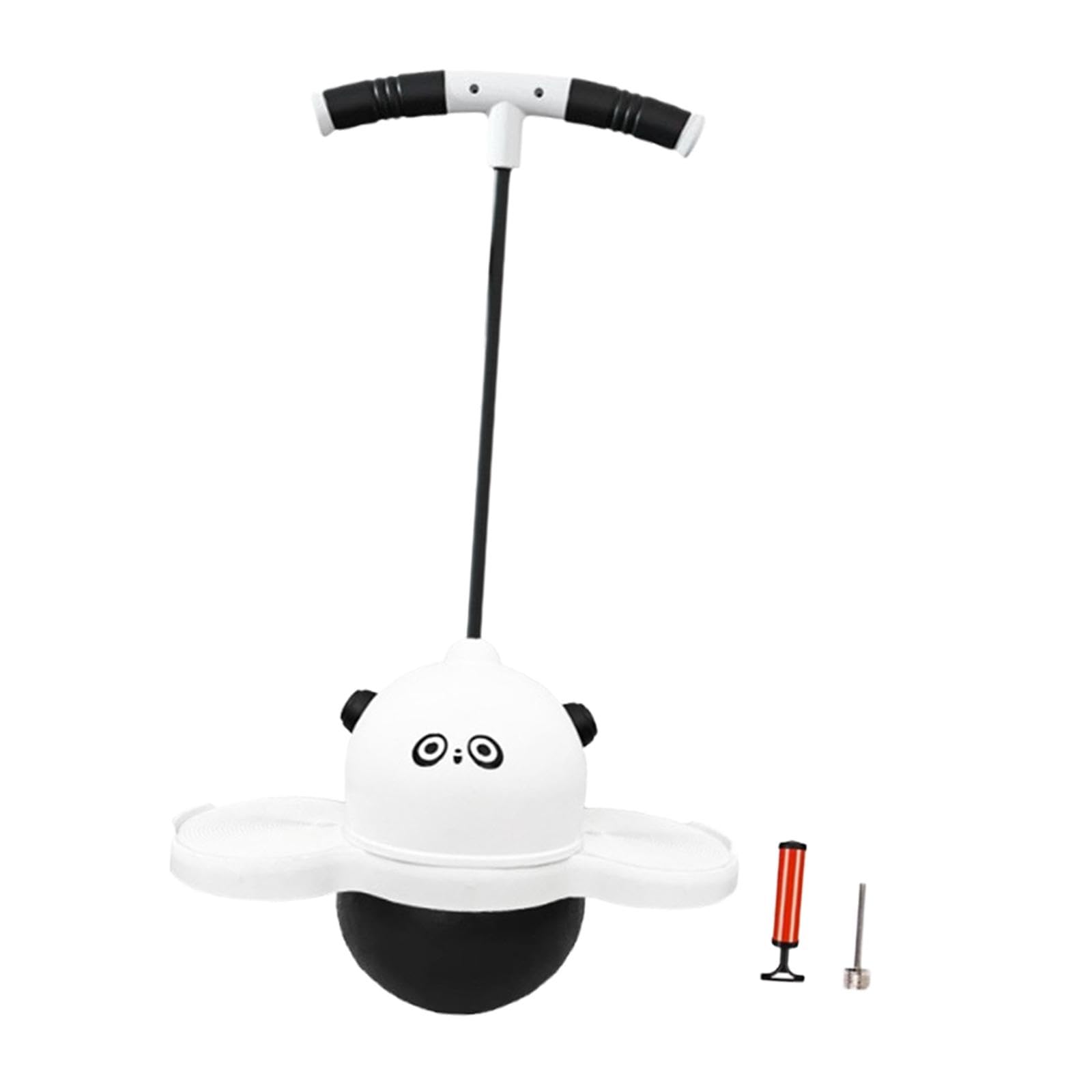 Palla Rimbalzante con Maniglia e Luce Integrata per Bambini, Pogo Ball Attrezzatura Esercizio Equilibrio Materiale PP PVC, Gioco per Bambini- Nero