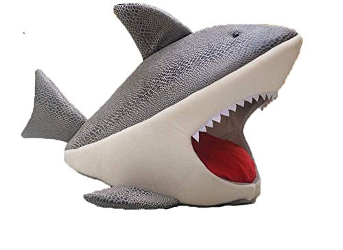 Lit Grotte pour Chat Requin Panier pour Animaux Domestique 2 en 1 Canapé&Nid Douillet Chiot Chaud Sac de Couchage Intérieur Tente de Lit pour Petit Chien...