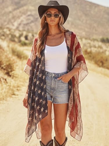 Image of Spicy Sandia Kimonos for Women Floral Beach Cover Up Loose Swimsuit Bathing Suit Coverup Cardigan for Summer Swimwear