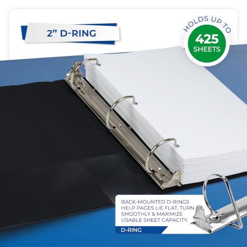 Image of Samsill Durable 2 inch 3 Ring Binder, D Ring Binder, 100% Recycled Chipboard, Black, 12 Pack
